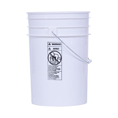 Vestil 6 Gal Open Head Pail with Steel Handle, White PAIL-6-PWS